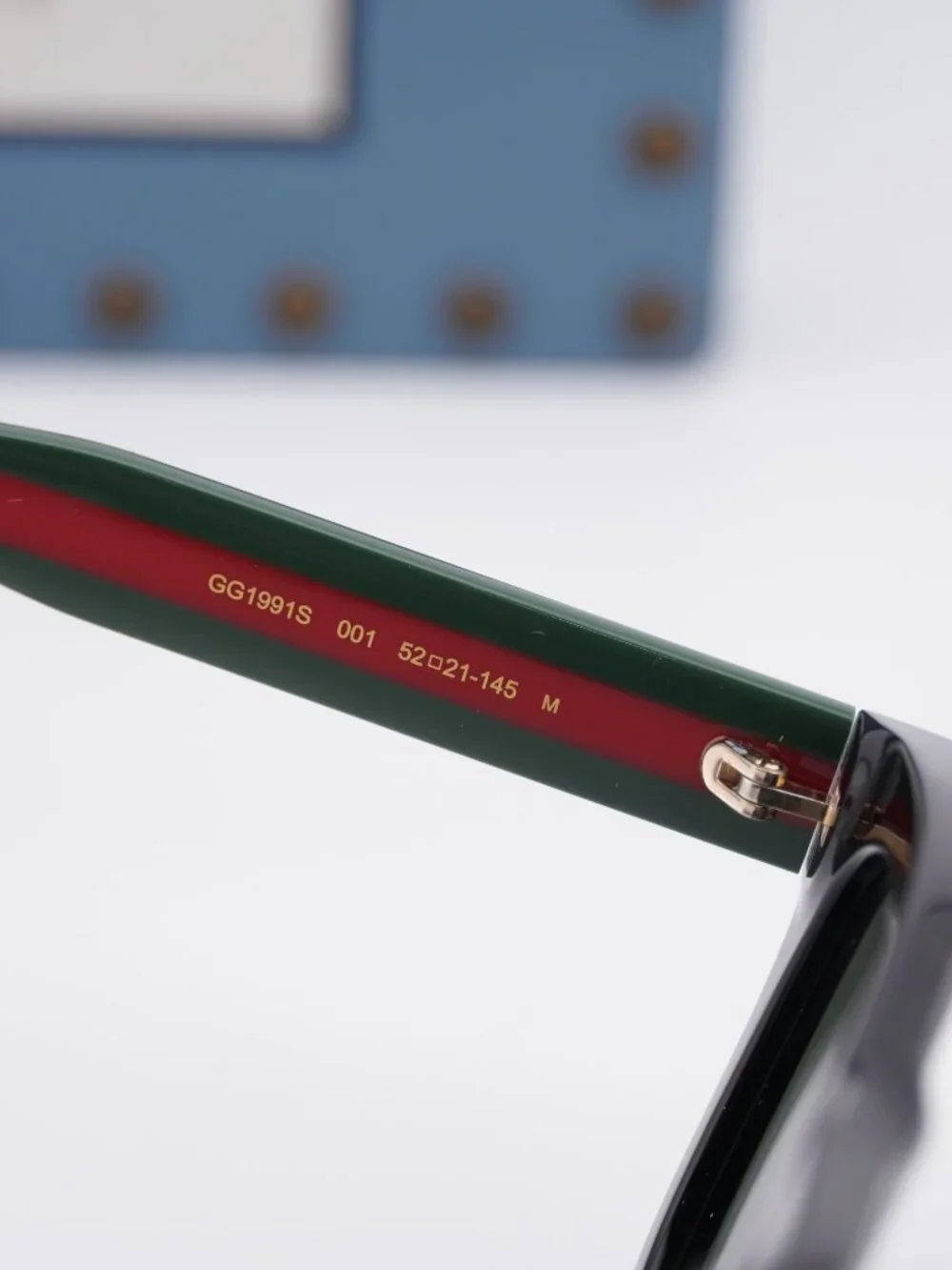 Gucci GG1991S 001 Square Sunglasses - Shiny Black/Red/Grey